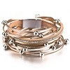 Multilayer wrap bracelet with rose gold metal chains, rhinestones, and a magnetic clasp