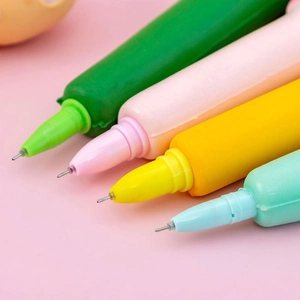 Set of colorful cute animal squishy squeeze pens with soft slow rebound tubes and fine tips