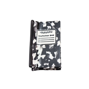 American marble composition book style acetate shark hair claw clip in black and white