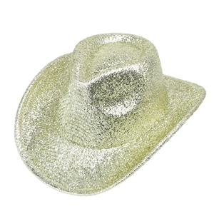 Champagne gold sequin western cowboy hat with wide brim for party stage events
