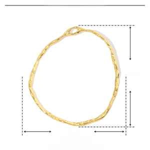 Technical dimensions of gold irregular round stainless steel earring pendant, 31mm x 36mm