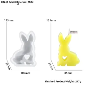 Macro detail of Easter bunny silicone mold with heart cutout design for resin and wax