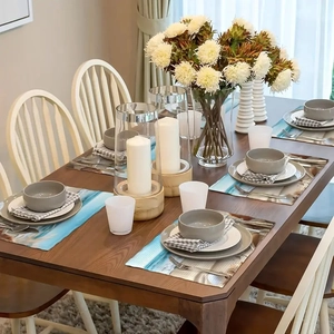 Blue ocean wave and beach landscape pattern placemats set of 4 for dining table decor