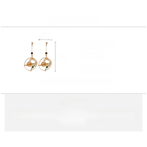Detail view of vintage round crystal drop earrings made of copper and glass beads