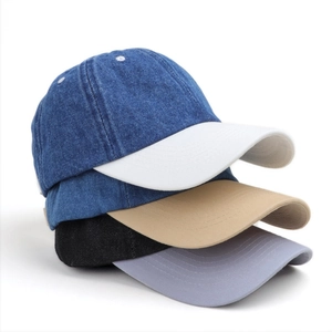 Casquette De Baseball Bloc De Couleur Denim Coton Ajustable Protection Solaire Sport De Rue Unisexe Chapeau