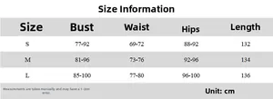 Tableau des tailles pour robe sirène bustier indiquant les mesures de poitrine et de taille