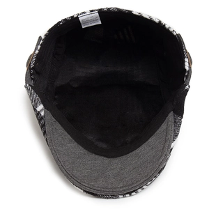 Classic houndstooth flat cap with internal lining and material tag 35% cotton