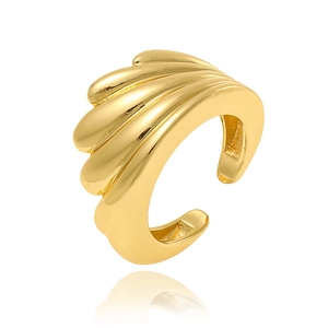 Minimalist 18K gold-plated wing shaped C-clamp earrings with elegant metallic texture