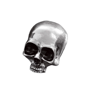 Vintage silver skull brooch with retro plating and gothic textured detailing for unisex