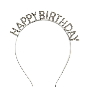 Elegant silver rhinestone HAPPY BIRTHDAY headband for women festive party accessory