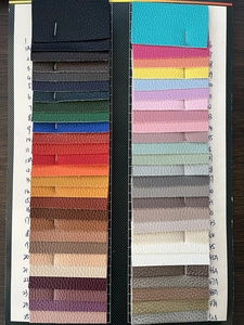Detailed color swatches of litchi pattern PU leather for outdoor travel hat clips