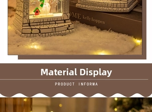 Close-up of a Christmas snow globe fireplace lamp with a snowman inside for decor