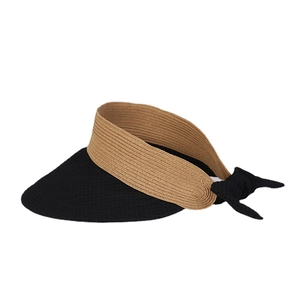 Elegante visiera parasole estiva da donna con tesa larga e fiocco posteriore