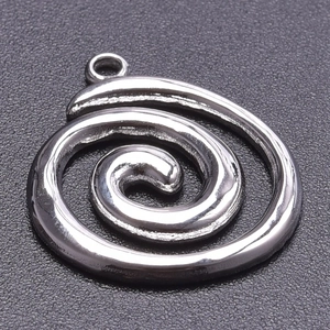 Detailed macro view of spiral 304 stainless steel screw pendant for DIY jewelry making
