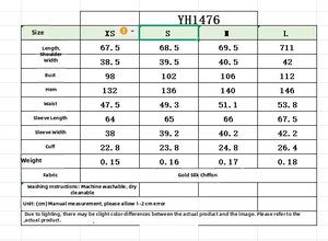 Detailed size chart for women's printed shirt with measurements and material specs