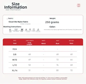 Detailed sizing chart for women's yoga vest with fabric specs and washing instructions