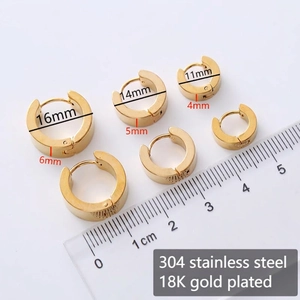 Boucles d'oreilles créoles en acier inoxydable 304 plaqué or 18K en trois tailles