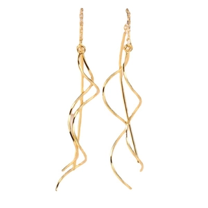 Elegant gold S925 silver long spiral threader earrings with modern minimalist design