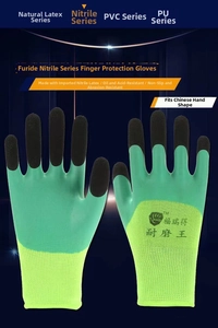 Detailed view of heavy-duty nitrile coated gloves with anti-slip and oil-resistant texture