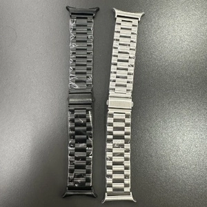 Correas de reloj de tres cuentas en acero inoxidable negro y plata para Samsung Watch Ultra