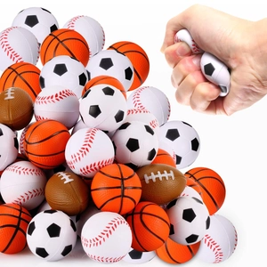 Mini Sports Stress Balls PU Foam Squeeze Toy Football Basketball Baseball Rugby Soft Elastic Relaxing Hand Exercise Novelty