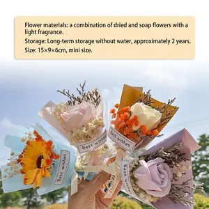 Mini Mother's Day gift set with dried soap flower bouquets of sunflowers and roses