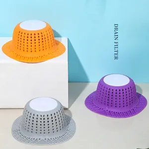 Filtro per lavello in silicone arancione viola e grigio con maniglia raccogli capelli