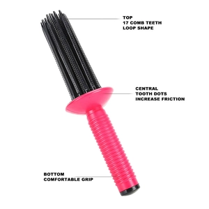 Pink and black voluminous hair brush with 17 teeth loop design for wave styling