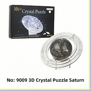 Detail view of 3D crystal Saturn puzzle with 48 pieces and high transparency finish