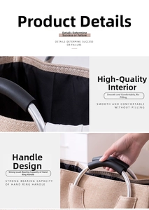 Detail of smooth polyester lining and metal ring handle with soft foam padding