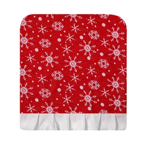 Housses de chaise de Noël rouges avec flocons de neige blancs et bordure à volants