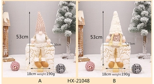 Detailed size specifications for a plush Christmas gnome with adjustable telescopic legs