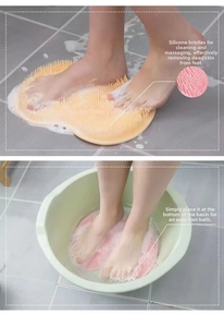 Detail of silicone foot massage pad showing long bristles for deep cleaning and exfoliation