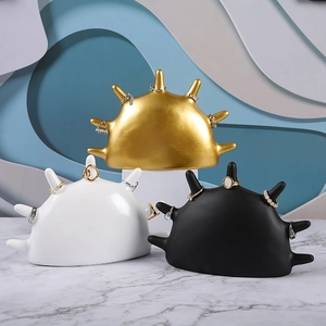 Nordic resin sea urchin style ring holder set in gold, white and black matte finishes