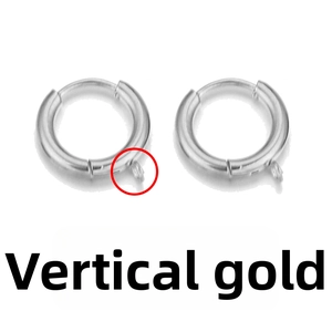 Close-up of 12mm stainless steel hoop earring with a small loop for DIY jewelry making