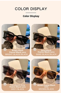 Detalle de los cuatro colores de gafas de sol polarizadas oversize para mujer con adornos de metal