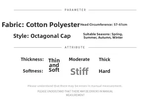 Size chart for breathable summer octagonal hat showing 57-61cm head circumference