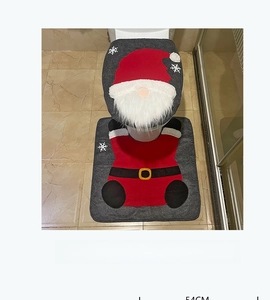 Christmas gnome toilet lid cover and floor mat set made of non-woven fabric 180g