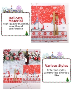 Detail of Nordic Christmas table mats featuring cartoon gnomes and snowflake patterns