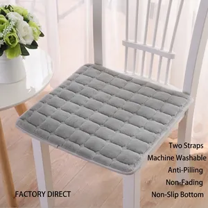 Flannel Thickened Non-Slip Chair Pad Solid Color Plush Seat Cushion For Dining Office Home Quilted Square Soft Warm