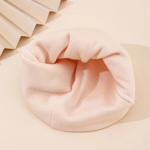 Thick double-layer soft cotton newborn warm hat in light pink for babies 0-3 months