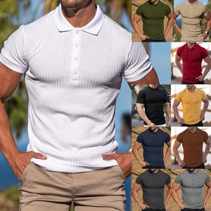 Detailed grid view showcasing multiple colors of the slim fit ribbed knit men's polo shirt