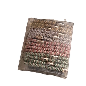 Sesame set of durable high-elastic woven hair ties with metal slides in a clear box