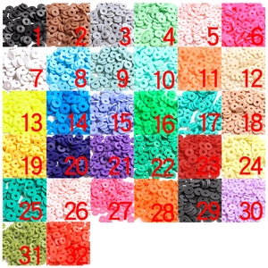 Perles plates de 6mm en argile polymère en 32 couleurs pour création de bijoux DIY