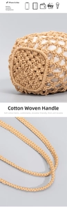 Detail view of khaki woven cotton bag with white lining showing storage capacity
