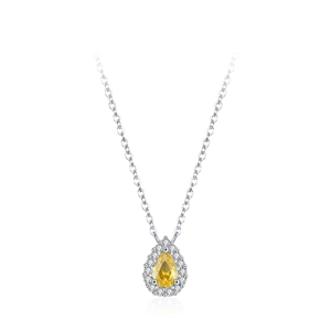 Elegant S925 sterling silver necklace with a pear-shaped yellow diamond pendant