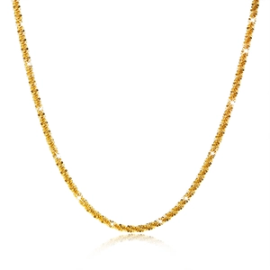 Elegant gold titanium snowflake chain necklace with shimmering water-wave texture