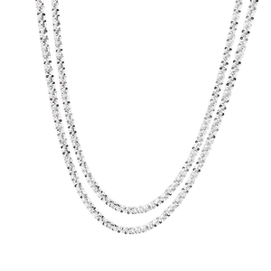 Elegant 925 sterling silver double layered snake chain necklace with shimmering finish