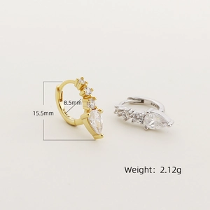 S925 Sterling Silber Tropfenohrringe mit Kristallen in Gold und Silber, Größe 15,5 mm