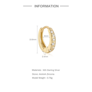 Detailed size specifications for gold 925 sterling silver star earrings with zircons